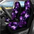 thumbnail image 2 of Pzuqiu 14Pcs Automobile Interior Sets Purple Butterfly Flower Front Rear Seat Covers for Cars Steering Wheel Seat Strap Pads Armrest Pad Headrest Covers Coasters Keychain Fit Most SUV Van Sedan Truck, 2 of 7