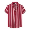 thumbnail image 2 of SXCXLSA Striped Shirt For Mens Relaxed Fit Short Sleeve Collar Button Down Shirt Breathable Business Work Office Blouse Wine XXL, 2 of 7