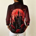 thumbnail image 4 of Garbnen Halloween Polo Shirts for Women Funny Ghost Pumpkin cat Golf Shirts for Woman Fall Winter 3/4 Length Sleeve Womens Pullover Red XL, 4 of 4