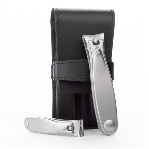 GERMANIKURE Nail Clippers Set in Black Leather Case – Ethically Made in Solingen Germany, FINOX Stainless Steel Tools – Professional Quality Manicure & Pedicure Kit