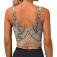 thumbnail image 3 of Bixox Women's The World is Hemisphere Pattern Fitness Navel Tank Top U-Back Yoga Tank Top Sweatshirt Sports Bra, 3 of 7