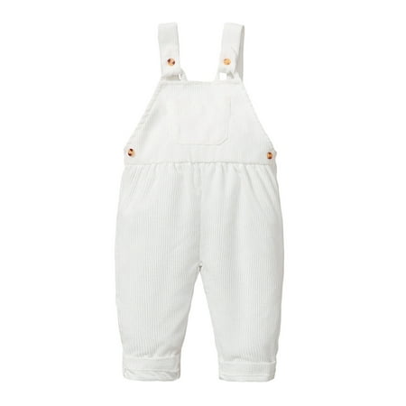 

Sunisery Toddler Baby Girls Boys Overalls Pants Sleeveless Pocket Corduroy Jumpsuit Autumn Clothes White 18-24 Months