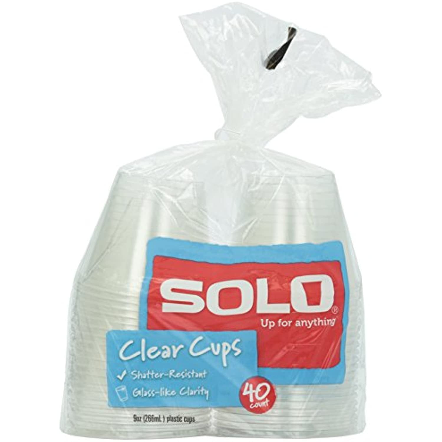 Solo Clear Plastic Cups, 9 Oz, 40 Ct