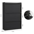 thumbnail image 2 of Black Shoe Cabinet with 3 Flip Doors, Wooden Shoe Storage Organizer with Adjustable Shelf, Hidden Entryway Hallway & Living Room Storage Cabinet, Freestanding Design, 2 of 7
