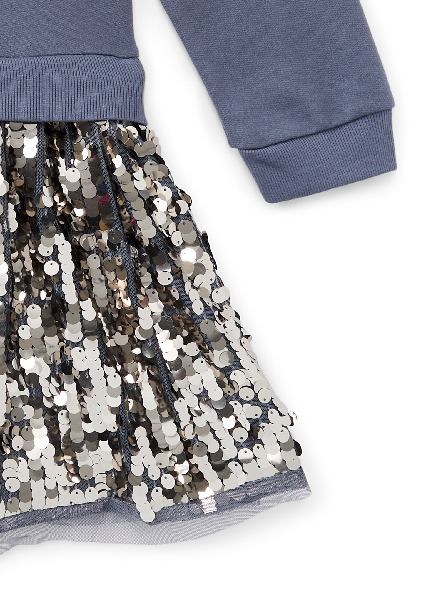 Wonder Nation Girls Sequin Skirt Sweatshirt Dress, Sizes 4-10