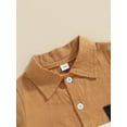 thumbnail image 4 of Springcmy Toddler Baby Boys Clothes Set Cotton Linen Short Sleeve Button Down Shirt Top and Shorts 2PCS Summer Outfit C# Light Coffee 3-4 Years, 4 of 7