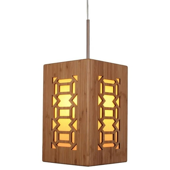 Woodbridge Lighting Light House Triune Medium Bamboo Pendant in Brass/Natural