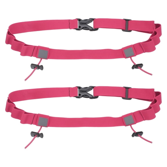 Uxcell Race Number Belt, Elastic Comfortable Running Belts with 6 Energy Gel Loops for Triathlon 2 Pcs & Rose Red
