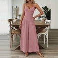 thumbnail image 2 of ZEHJUHAN Women's Solid Color V-Neck Wide Leg Jumpsuit with Adjustable Straps Back Tie Backless Design Summer Vacation Wear Pink，XL, 2 of 5