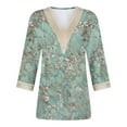 thumbnail image 4 of Jewelreauty Plus Size Tunic Tops for Women Lace Elbow Length V Neck Graphic Blouse Summer Casual Tee, 4 of 5