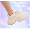 thumbnail image 3 of LUCKY STEP Chunky Sneakers for Women Fashion Platform White Leather Casual Dad Shoes,Beige, 3 of 11
