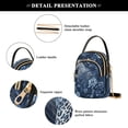 thumbnail image 5 of Shoulder Handbag Women's Crossbody Handbags 5.91x3.15x8.27 Inch Bank Card Bag Cash Bag Key Bag Dark Blue Flowers and Leopards, 5 of 7