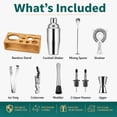 thumbnail image 2 of Semderm 10-Piece Cocktail Shaker Set, Stainless Steel Bartender Kit with Bamboo Stand, Mixology Tools with Muddler Jigger Pourers for Home Bar, Gift for Men & Women ( Silver ), 2 of 8