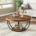 thumbnail image 4 of Tribesigns Table Basse Ronde, Table Basse Industrielle à 2 Niveaux en Forme de Cercle avec Étagères de Rangement, Table Centrale Moderne de 31,7 Pouces en Bois pour Salon, Bureau à Domicile, Brun Rustique, 4 of 9
