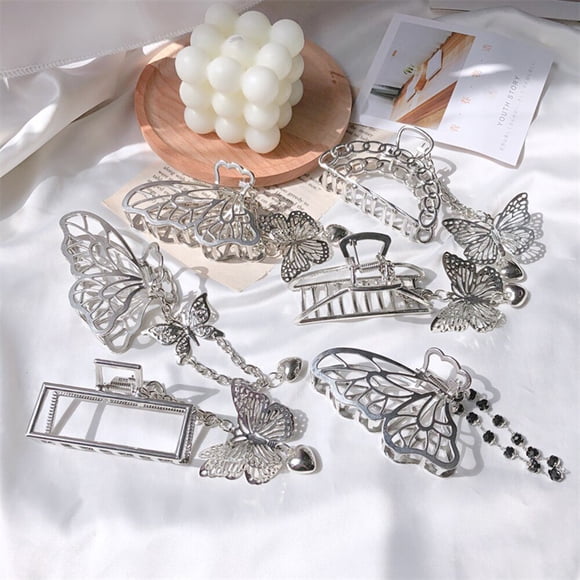 2021 Épingle à Cheveux en Métal Papillon Nouvelle Gothique Vintage Pendentif Amour à Pampilles Barrettes pour Femmes Accessoires de Cheveux Bijoux de Fête