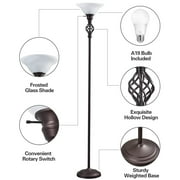 NATYSWAN Floor Lamp for Living Room, 72 Modern Bedroom Standing Lamp with 8W LED Bulb, 3000K Eye Protection Torchiere for Bedroom, Office, Living Room (Red Brown)