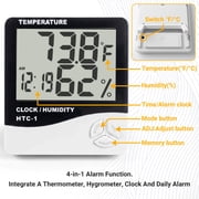 DAYBETTER Indoor Digital Thermohygrometer, High Precision Monitor with Large Screen, Clock & Date, Max Min Record for Home Bedroom Office