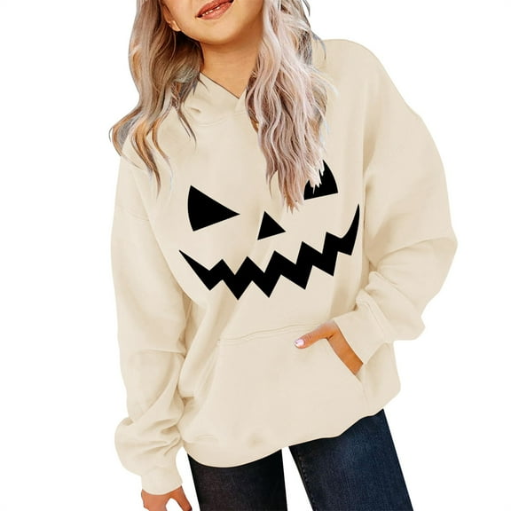 Mercatoo Halloween Sweatshirts for Boys Girls Cute Pumpkin Hoodie Long Sleeve Pocketed Pullover Shirts Fall Winter Warm Tops
