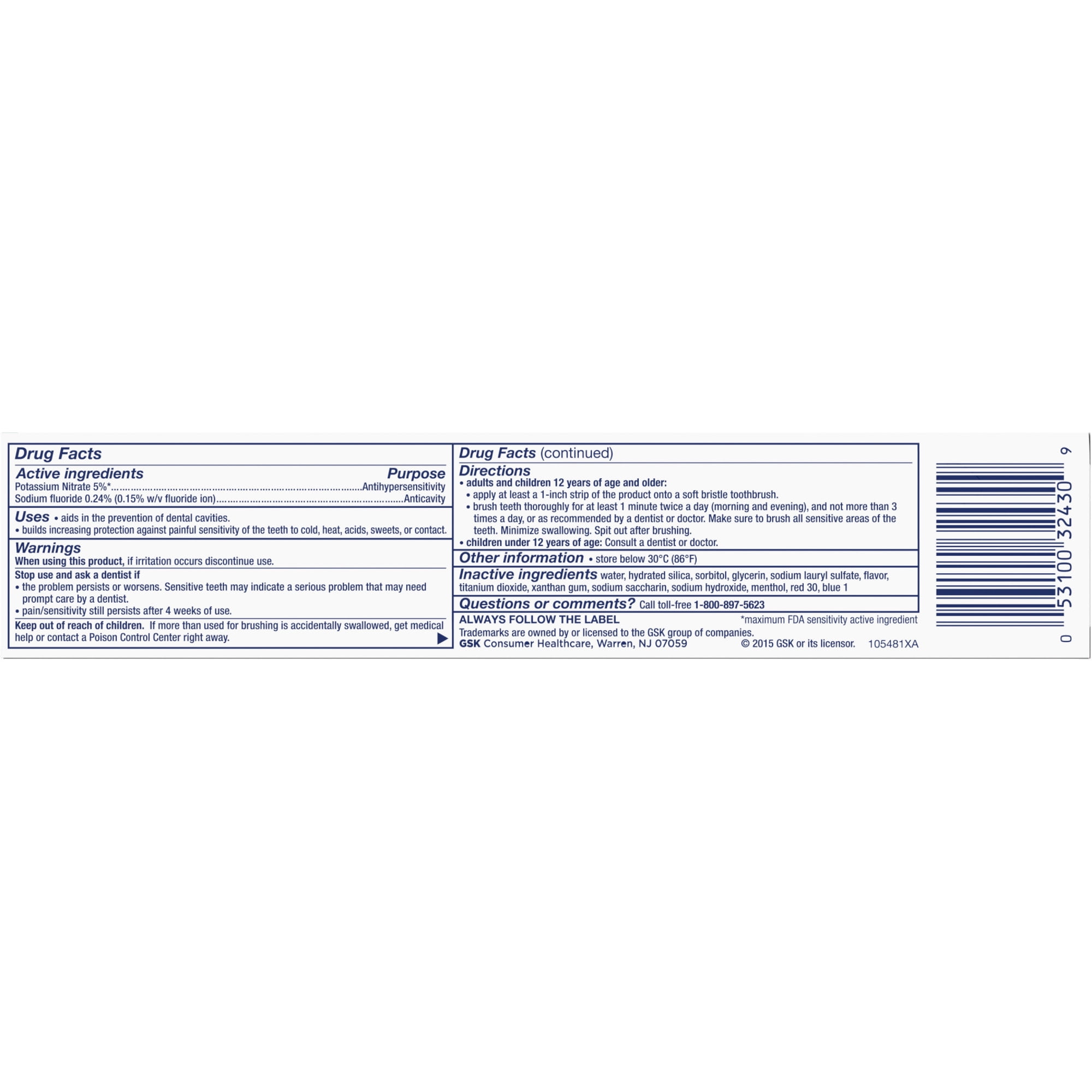 Aquafresh Maximum Strength Toothpaste for Sensitive Teeth, Smooth Mint, 5.6 oz