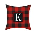thumbnail image 3 of SDJMa Red and Black Buffalo Check Plaid Pillow Cover Farmhouse Home Decor Square Letter Monogram Throw Cushion Case for Car Couch Sofa 18 x 18 Inch Linen Pillowcase, 3 of 9