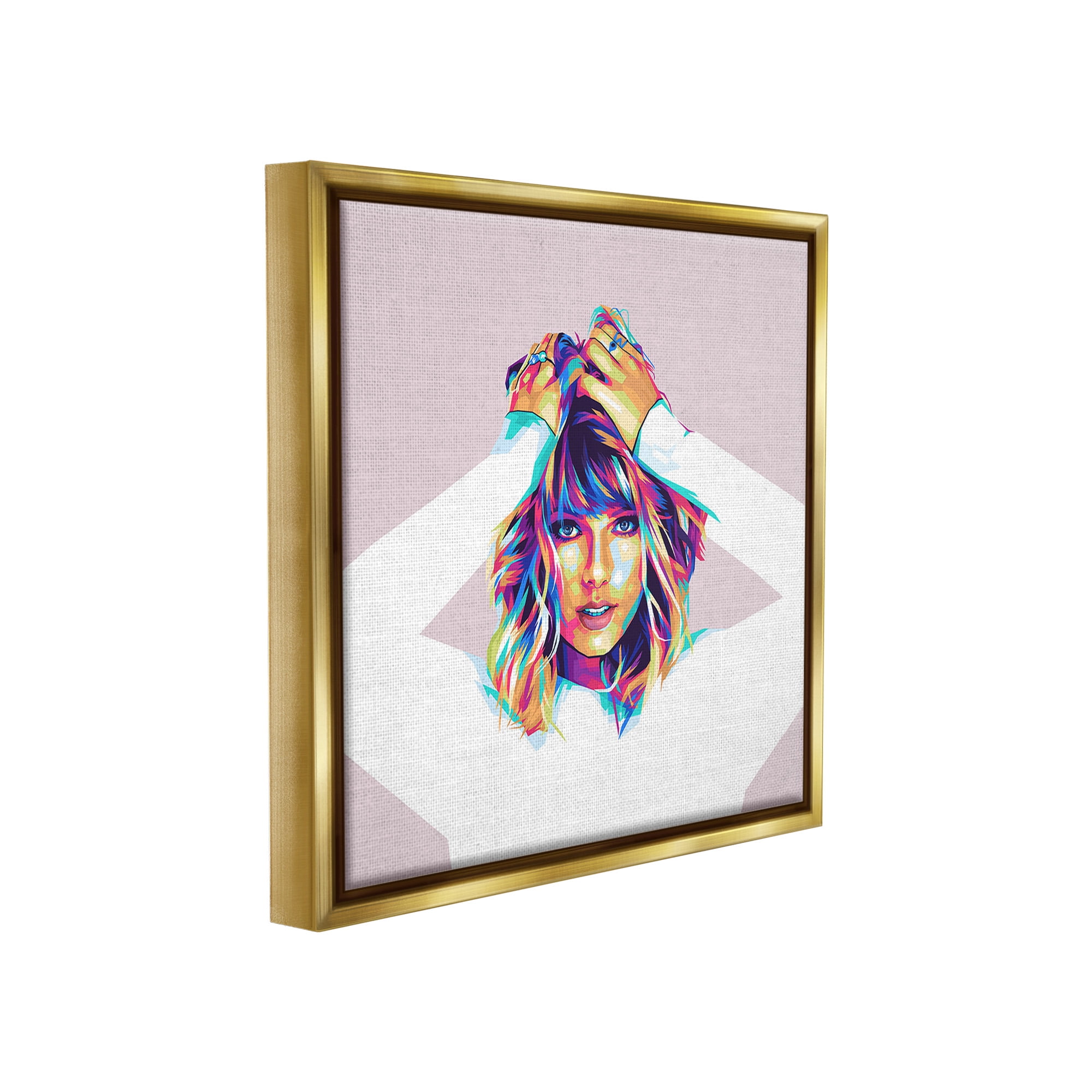 Stupell Industries Taylor with Bold Hues Abstract Painting Gold Floater Framed Canvas Art Print Wall Art, 25 x 25
