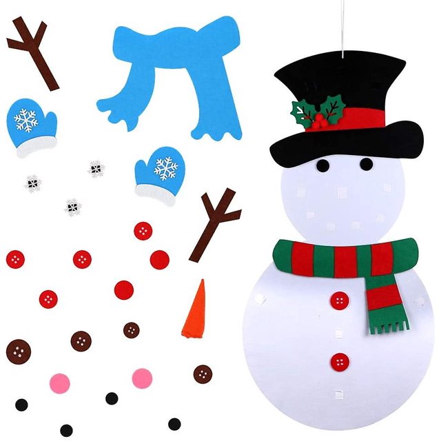 Juego de juegos de muñeco de nieve de Navidad de fieltro de bricolaje de 20 X 39 pulgadas con adornos desmontables de 31 piezas, regalos de Navidad para colgar en la pared para decoraciones navideñas, Feliz Sencillez