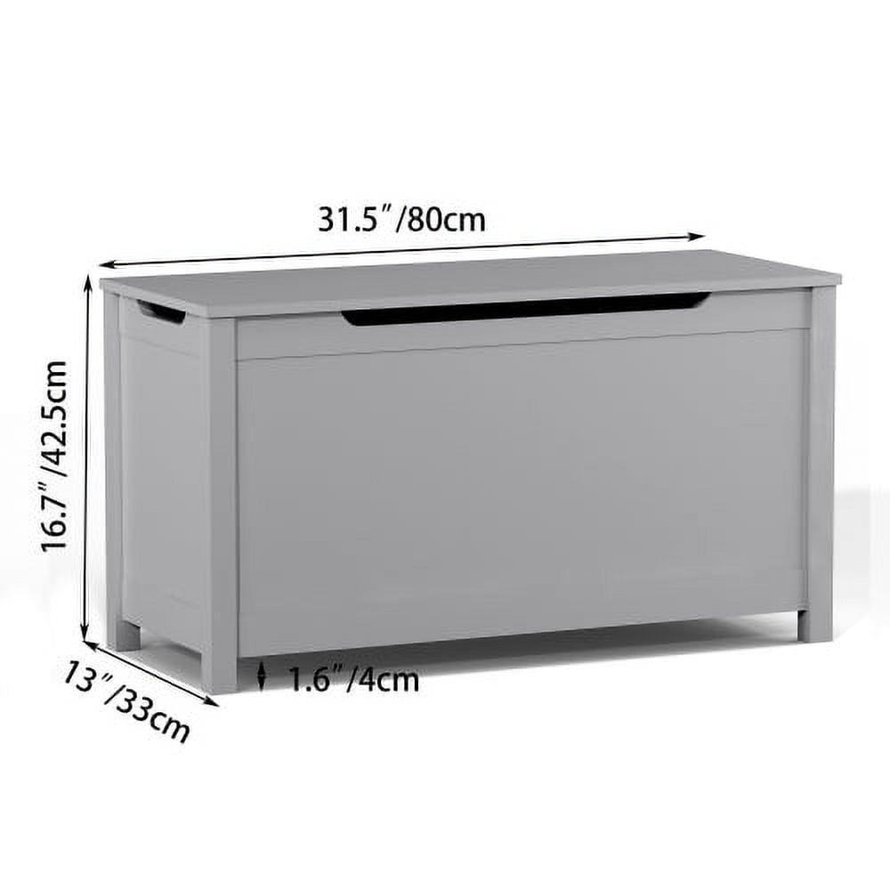 Yoneston Kids Wooden Toy Box Flip-top Storage Chest Bench with Safety Hinged Lid, Gray