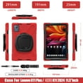 thumbnail image 3 of For Lenovo Tab K11 Plus 11.5 Inch 2024 Case, 360 Rotatable Handle Stand, Shoulder Strap, Drop-Proof Design, Red, 3 of 7