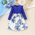 thumbnail image 2 of Mikilon Girls' Floral Long Sleeve Dresses Kid Mock Neck High Waist Casual Formal Elegant Fall Dress Size 3-10 Years, 2 of 9