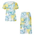 thumbnail image 5 of DISNIMO Shark Monstera Printed Womens Pajama Sets Soft 2 Piece Pjs Set Short Sleeve Tops and Capri Pant Sleepwear for Home, 4XL, 5 of 7