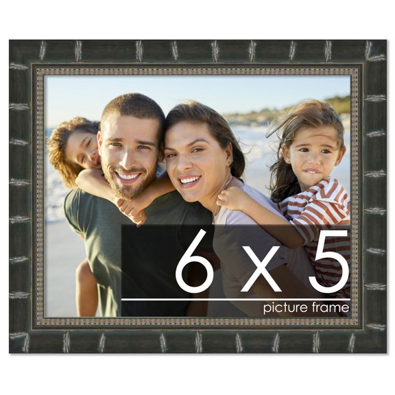 6x5 Bamboo Black Complete Wood Picture Frame with UV Acrylic, Foam Board Backing, & Hardware