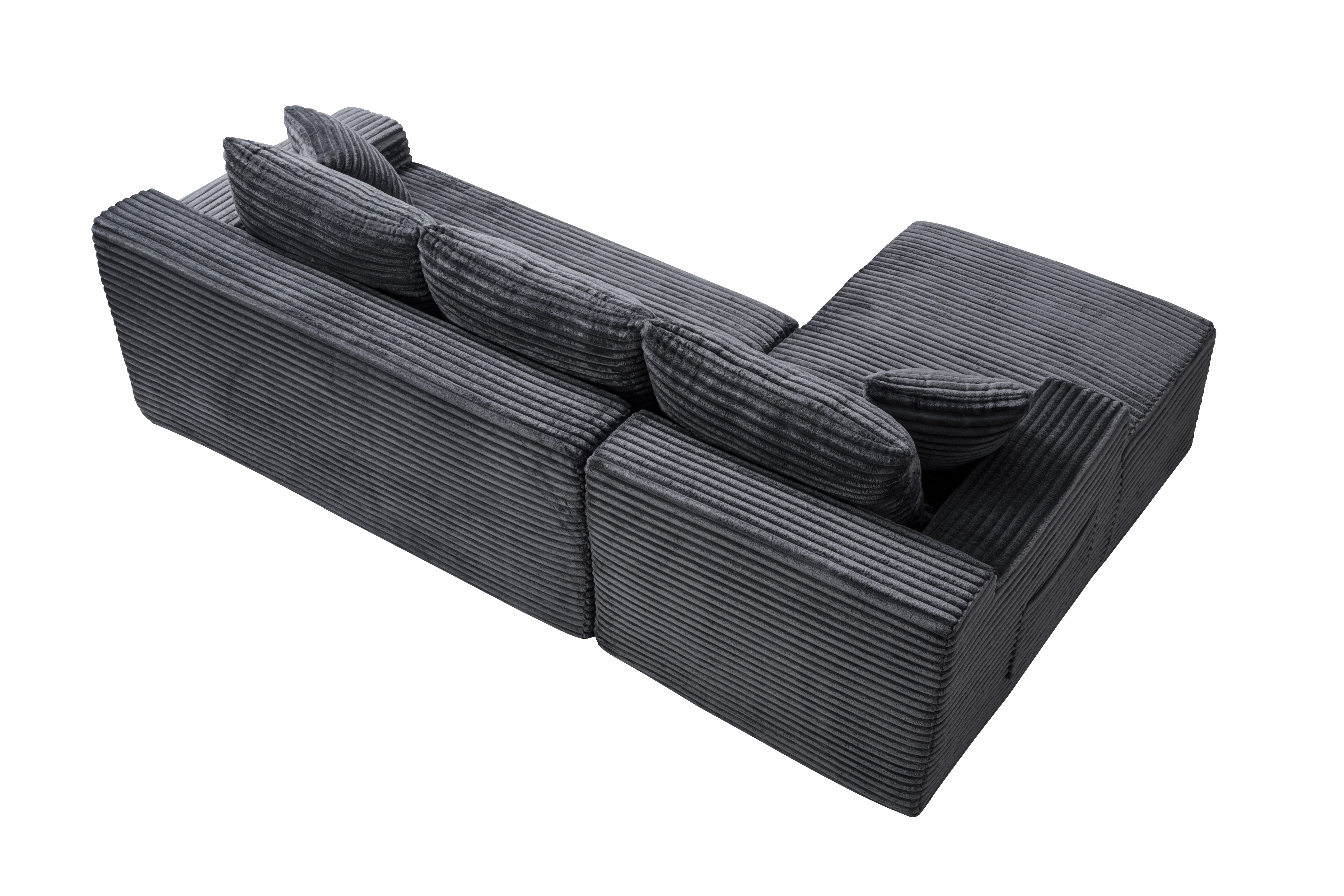 Leumius 94.5 Inch Modular Sectional Couches for Living Room,Modern Upholstered Deep Seat Cloud Couch,Corduroy L-Shape Sofas Couches,No Assembly Required,Gray-Left Facing Chaise