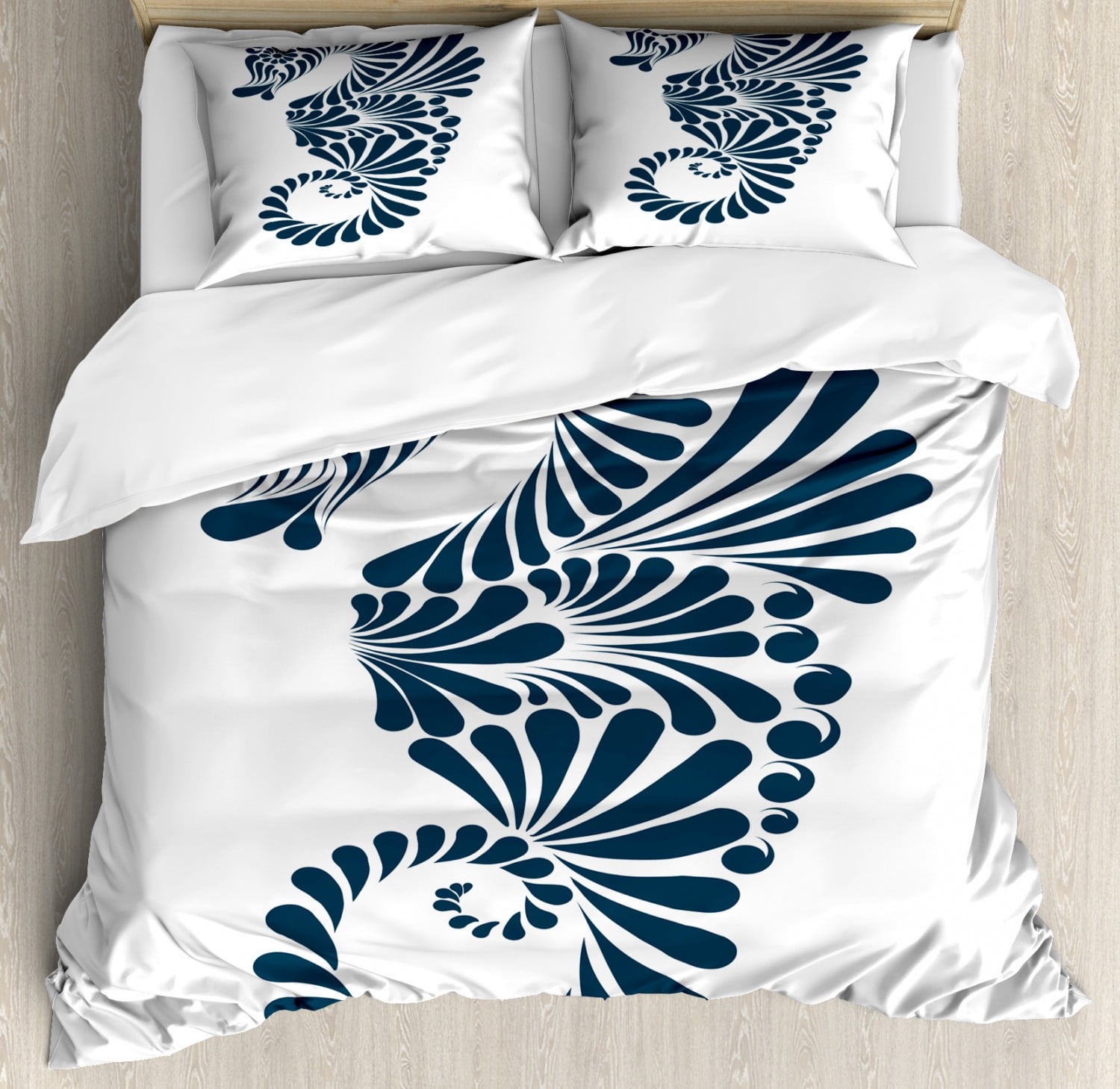 100/% Cotton FullQueen Size Pair of Pillowcases Seahorses
