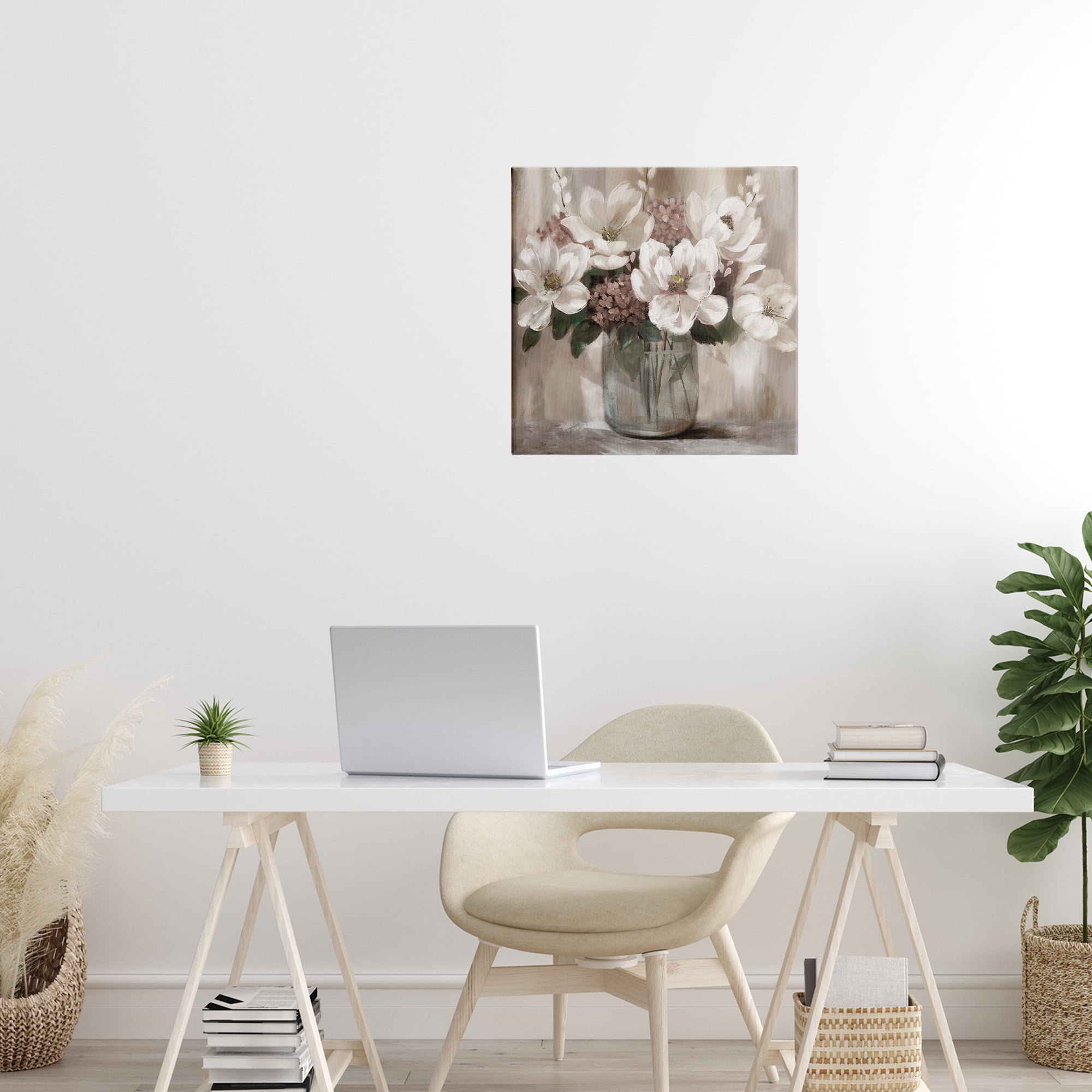 Stupell Industries Ivory Magnolias Vase Canvas Wall Art, design by Nan