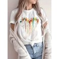 thumbnail image 2 of Women's Colorful Tie-Dye Animal Paw Prints Heart Graphic T-Shirt, Casual Crew Neck Short Sleeve Top, Breathable Knit , All-Season Fashion Tee, Romantic Gift for Valentine's Day, 2 of 5