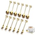 thumbnail image 1 of 12 piezas de cucharas de azúcar para té, cuchara para té y café de postre de acero inoxidable, tenedor de té de acero inoxidable, tenedores de postre para aperitivos, 1 of 5