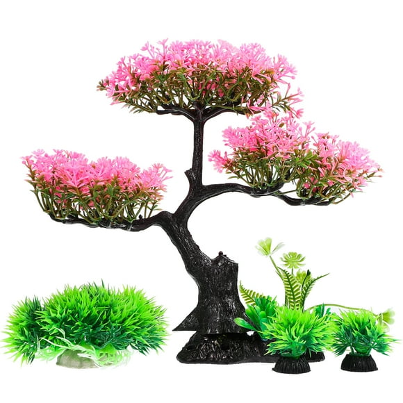 KAKOWELY 1 Ensemble de Plantes Artificielles Aquarium en Plastique Réaliste Plantes Fausses pour Aquarium Tortue, 11.42x"X9.45"X4.33 Pouces