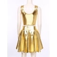 thumbnail image 3 of Zaldita Women Alien Costume Metallic Crop Tank Top Pleated Skirt with Headband Rave Outfit Halloween Gold XL, 3 of 6