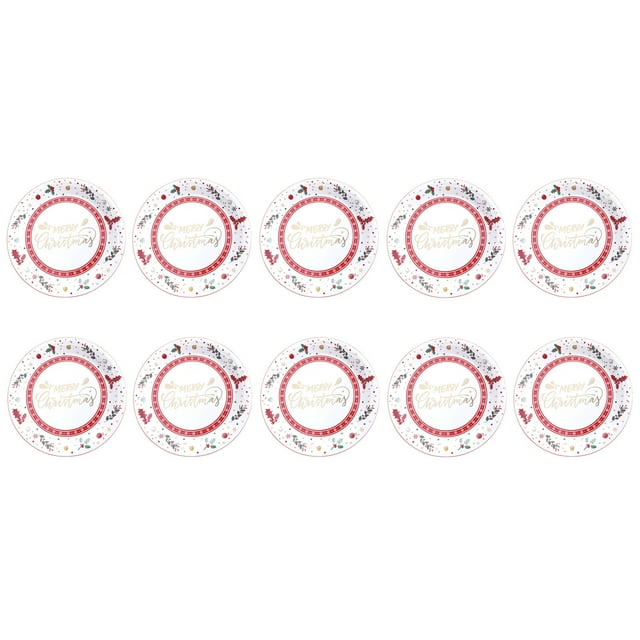 Christmas Paper Plates,Tens Christmas Theme Party Gold-Stamped Merry Christmas Disposable Paper Plates 7 Inches 9 Inches Gold Stamped Christmas Snowflakes Disposable Paper Plates