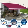 thumbnail image 4 of SUNRISEUMBRELLA Outdoor Patio Awning Retractable Awning Sun Shade Manual Patio Deck Awning (12'x10',Burgundy), 4 of 6