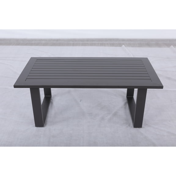 Coffee Table - Aluminum Frame, Brown Finish - Modern Patio Table - 42" x 18" x 24"