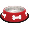 1PK Westminster Pet Ruffin' it Stainless Steel Round 32 Oz. Pet Food Bowl, Red & White