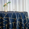 thumbnail image 2 of Efavormart 120" Navy Blue Round Polyester Tablecloth With Gold Foil Geometric Pattern, 2 of 5