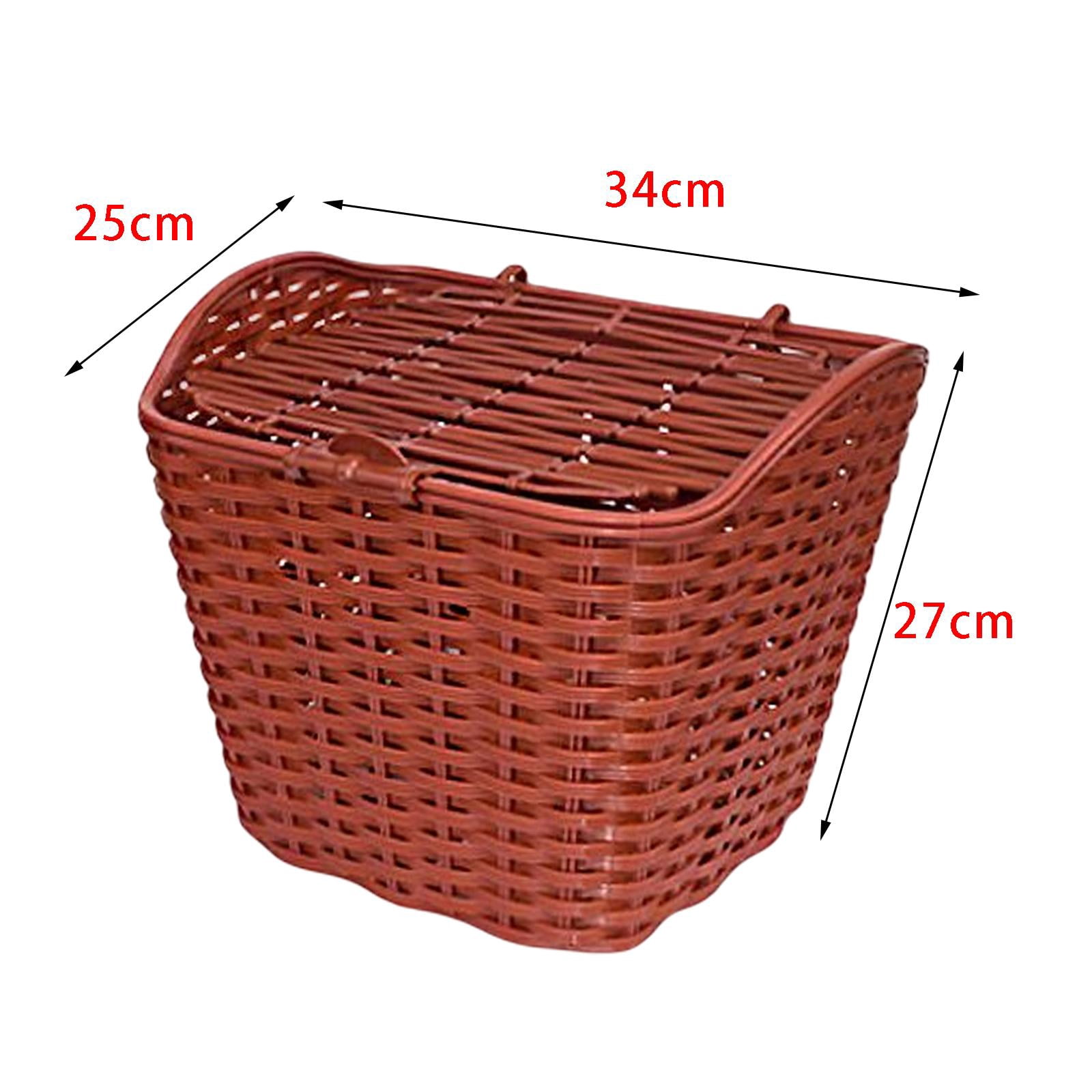 Bike Basket with Lid Large Size Waterproof Detchable Front Handlebar Basket , brown