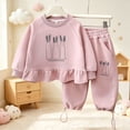 thumbnail image 3 of Mnyotv Baby Girl Fall Spring Clothes Cartoon Print Tops Casual Sweatpants 2Pcs Set Toddler Girls Outfits Size 3-4 Years, 3 of 7