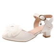 thumbnail image 5 of Girls Heels Dress Shoes Flower Girl Mary Jane Sandals Bowknot Pointed Closed Toe Wedding Party Princess Shoes White 1 Big Kid, 5 of 5