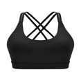 thumbnail image 1 of Women‘s Medium Support Cross Back Wirefree Removable Cups Solid Color Padded Yoga Sport Bra, 1 of 9