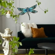 LIFFY Metal Dragonfly Wall Decor - Outdoor Garden Art for Patio, Living Room, Bedroom - Dragonfly Gifts (14inch, Metal & Glass)