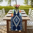thumbnail image 4 of Blue Boho 70 Inch Table Runner, Aztec Southwest Abstract Geometric Motifs Farmhouse Dresser Scarf Cotton & Linen Tablerunner for Dining/Kitchen Island/Holiday Party Décor 13" x 70", 4 of 9