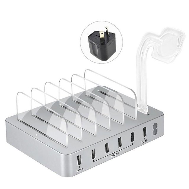 Cargador multifunción inteligente y rápido Cargador USB con soporte de administrador de 6 líneas